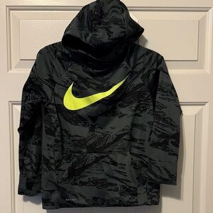 Nike Kids Black and Neon Yellow Hoodie drifit size large